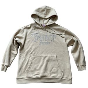 Rhinestone studded beige hoodie sweatshirt M medium Juicy Couture X Forever21